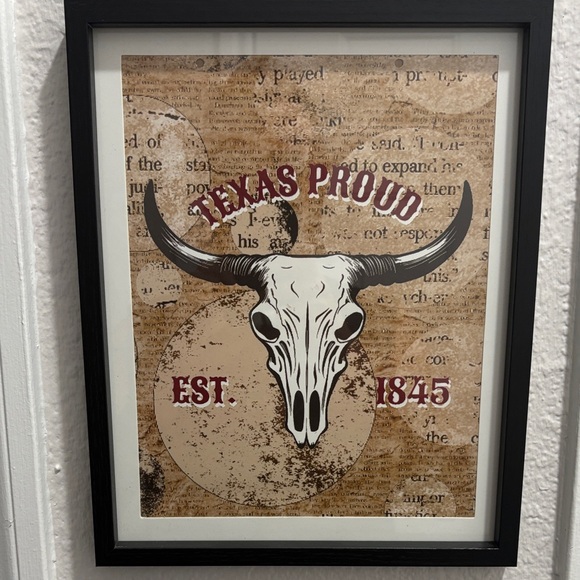 Texas Made Other - Texas Proud Longhorn Skull Art Print ..Wall or Shelf Picture  - New